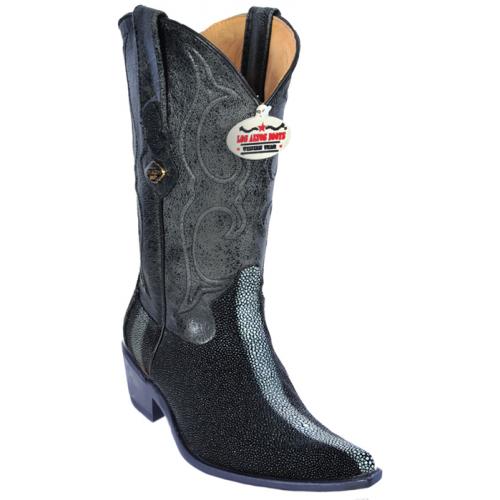 Los Altos Ladies Black Genuine All-Over Stingray Rowstone Finish 3X-Toe Cowgirl Boots With Black Sole 35N6005